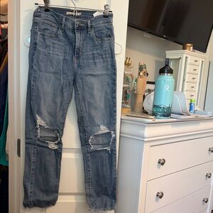 Levi's Distressed Boyfriend Jeans in Medium Blue Wash